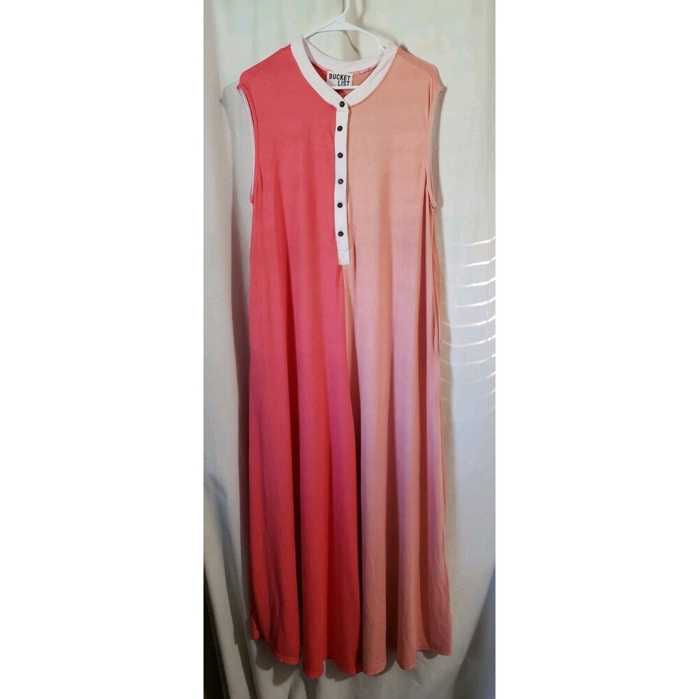 Bucket List Women’s Medium Pink Coral Color Block Palazzo Wide Leg Jumpsuit